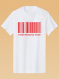 Short sleeve white tee with Large Red logo