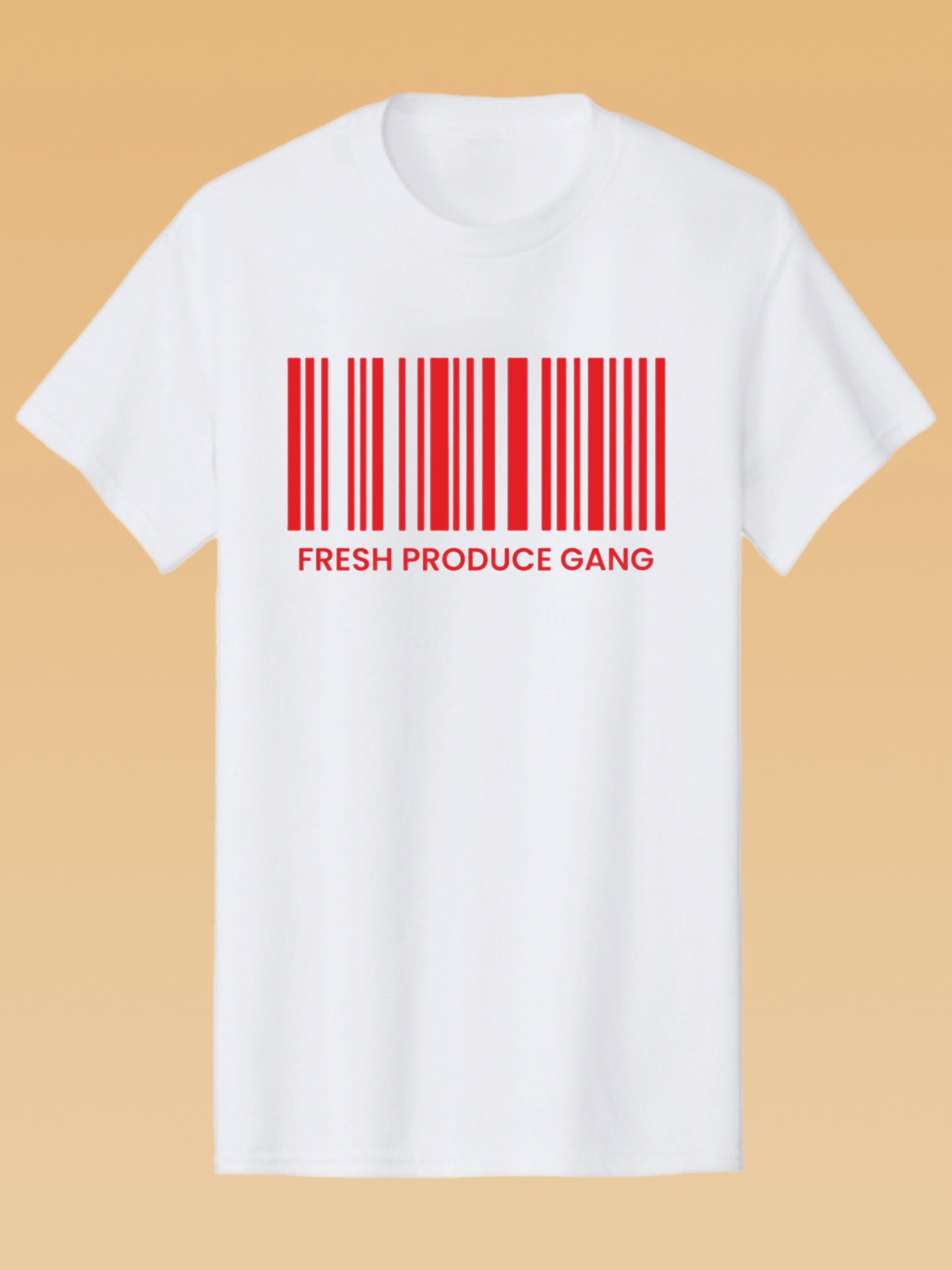 Short sleeve white tee with Large Red logo