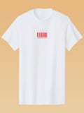 Short sleeve white tee with small Red logo