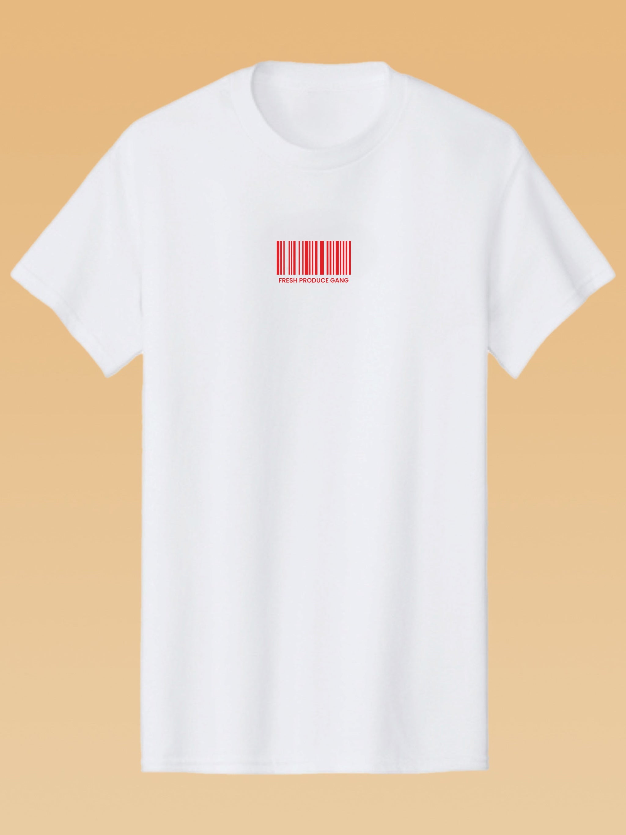Short sleeve white tee with small Red logo