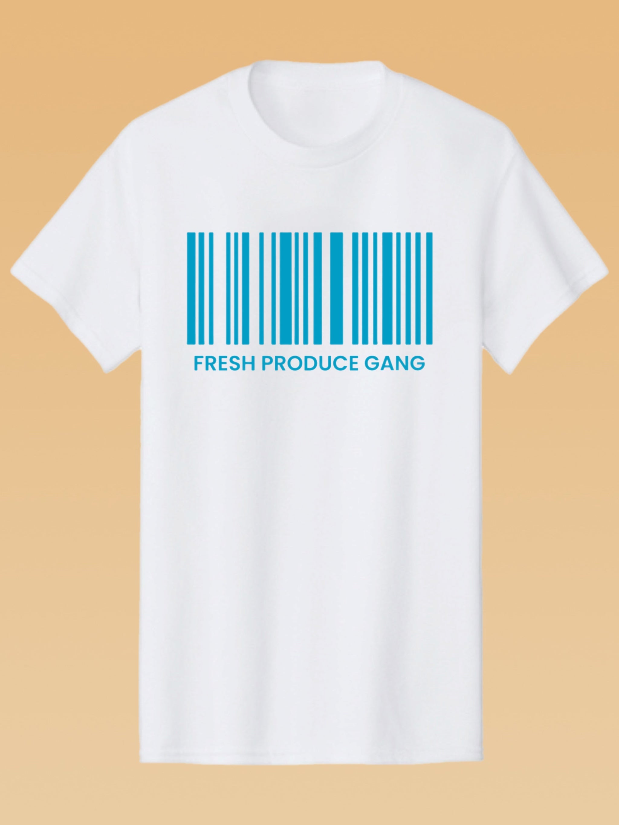 Short sleeve white tee with Large Blue logo